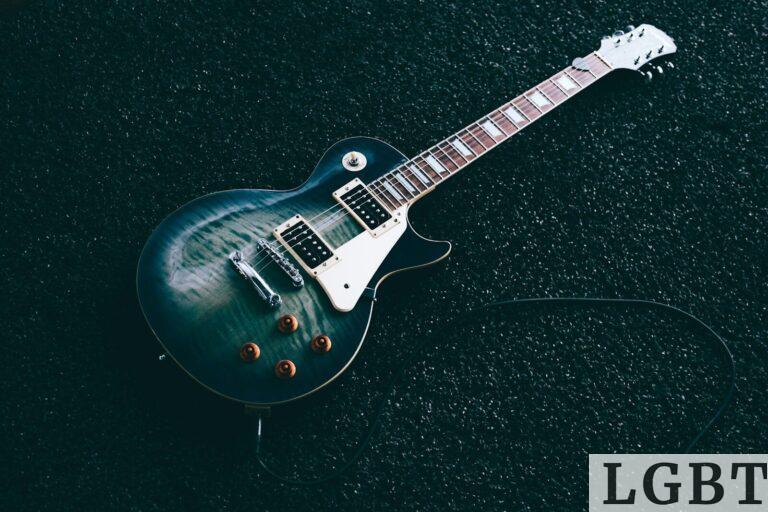 black whiskered single-cutaway electric guitar